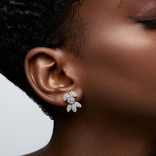 Birks Snowflake Diamond Earrings in White Gold  450010728096 On Model image number 1