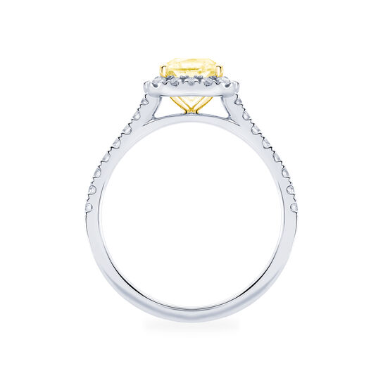 Birks Rosée du Matin Cushion Cut Yellow Diamond Engagement Ring with Halo and Pavé Band Side image number 2