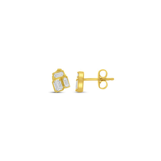 Uneek Alexandria Yellow Gold and Diamond Stud Earrings image number 1