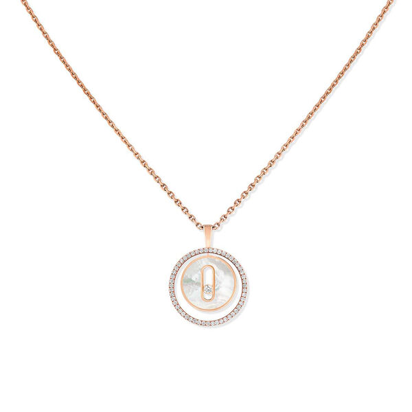 Lucky Move Small Rose Gold White Mother-Of-Pearl & Diamond Pavé Pendant