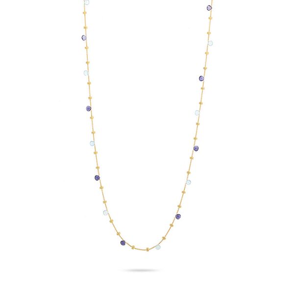 Paradise Long Yellow Gold Iolite & Blue Topaz Necklace