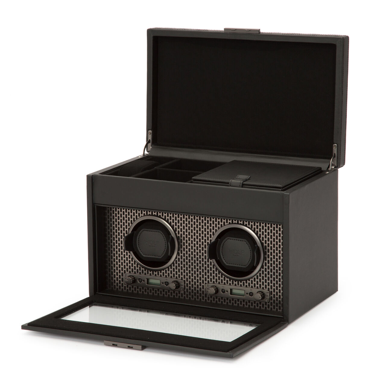 Axis Powder Coat Grey 2 Piece Watch Winder with Storage image number 1
