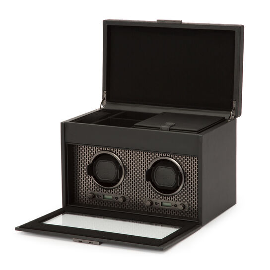Axis Powder Coat Grey 2 Piece Watch Winder with Storage image number 1