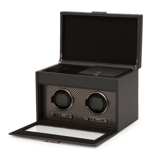 Axis Powder Coat Grey 2 Piece Watch Winder with Storage