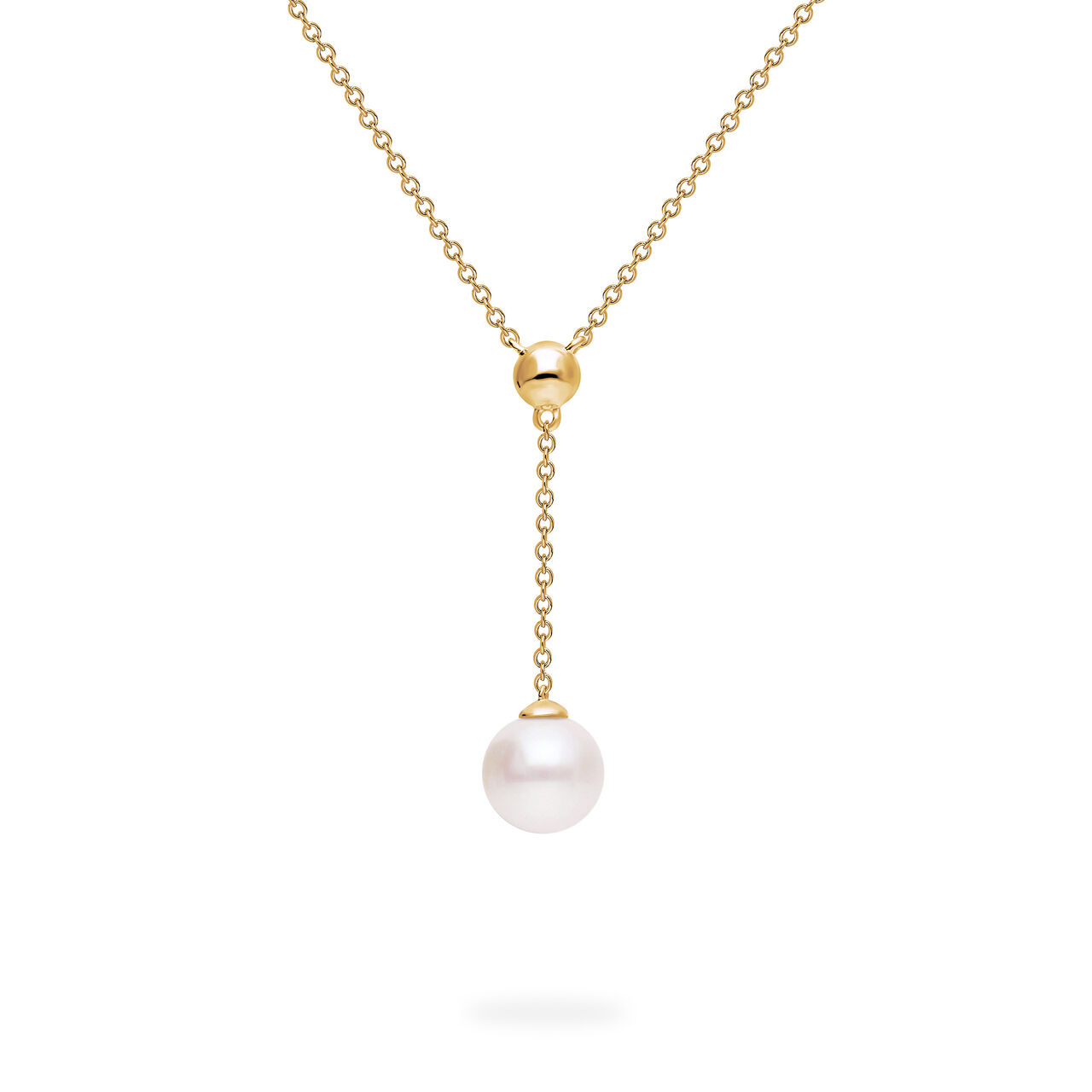 Birks Essentials Yellow Gold Bead and Freshwater Pearl Drop Pendant image number 0