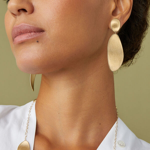 Boucles d'oreilles pendentives pendentives Lunaria en or jaune