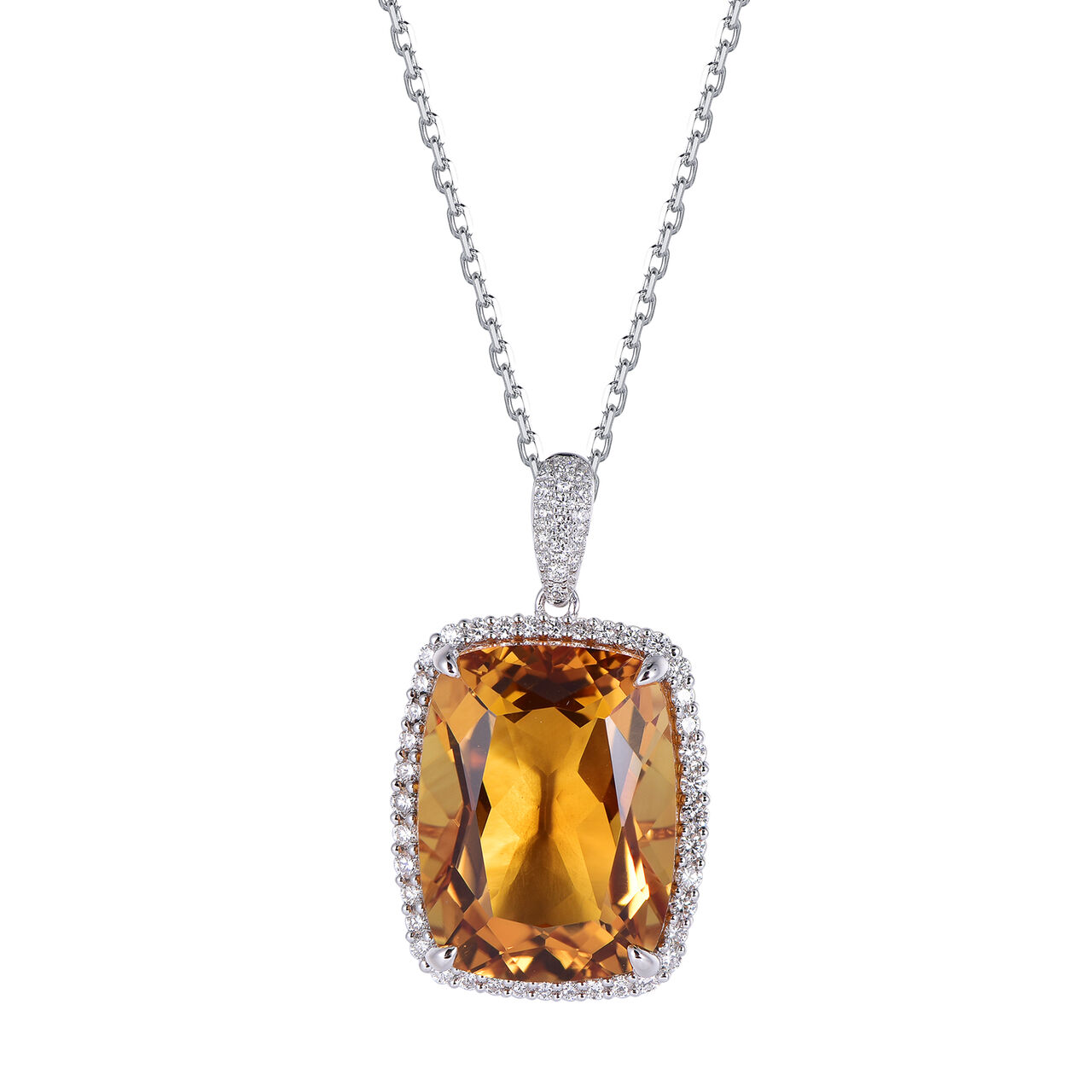 Pendentif Citrine en Or Blanc image number 0