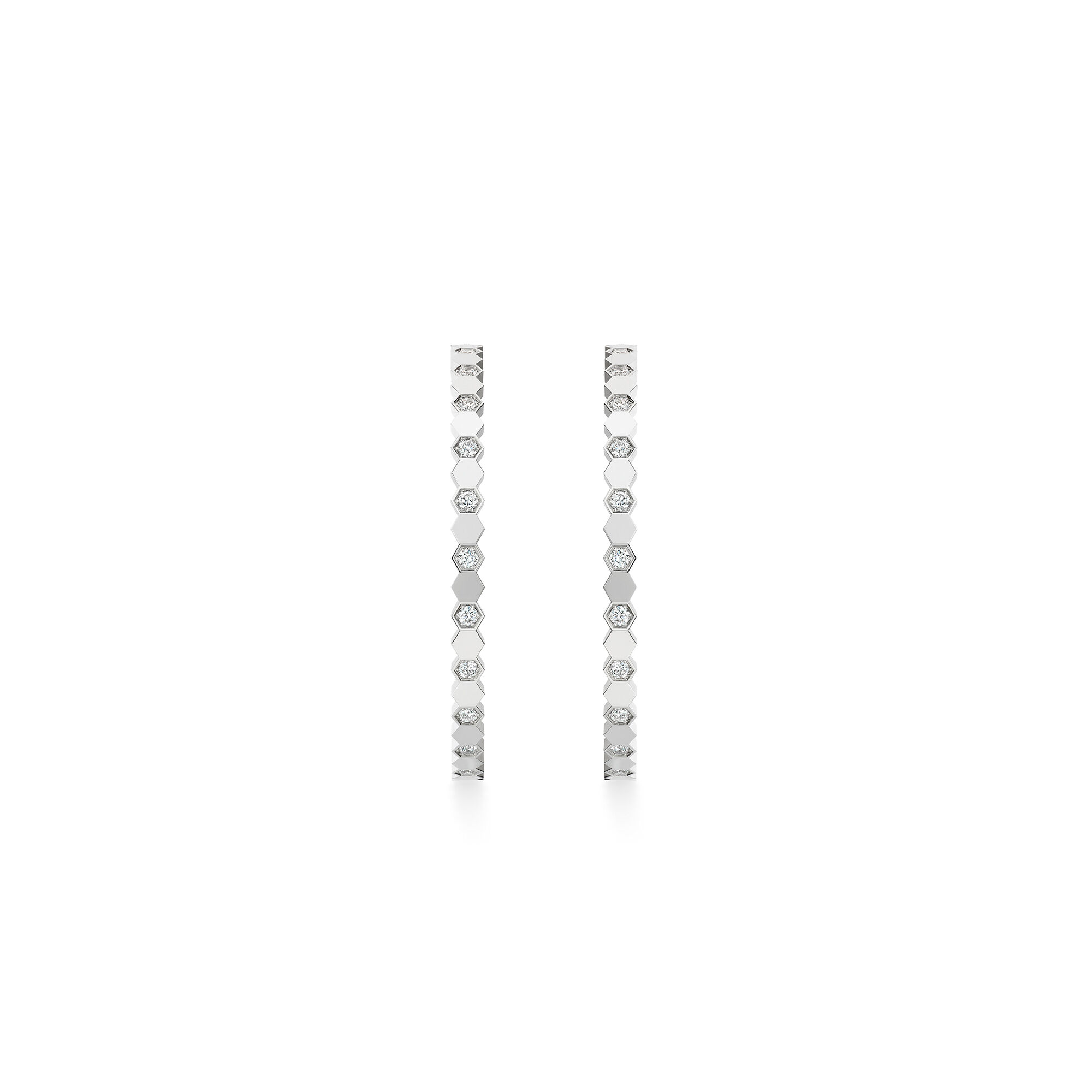 Bee de Chaumet Large White Gold and Diamond Hoop Earrings