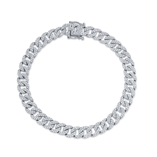 Shy Creation Kate White Gold and Diamond Pav&eacute; Link Bracelet SC55005671V2B image number 0