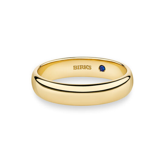 Birks Blue Yellow Gold Wedding Band with Sapphire Accent, 5 mm image number 0
