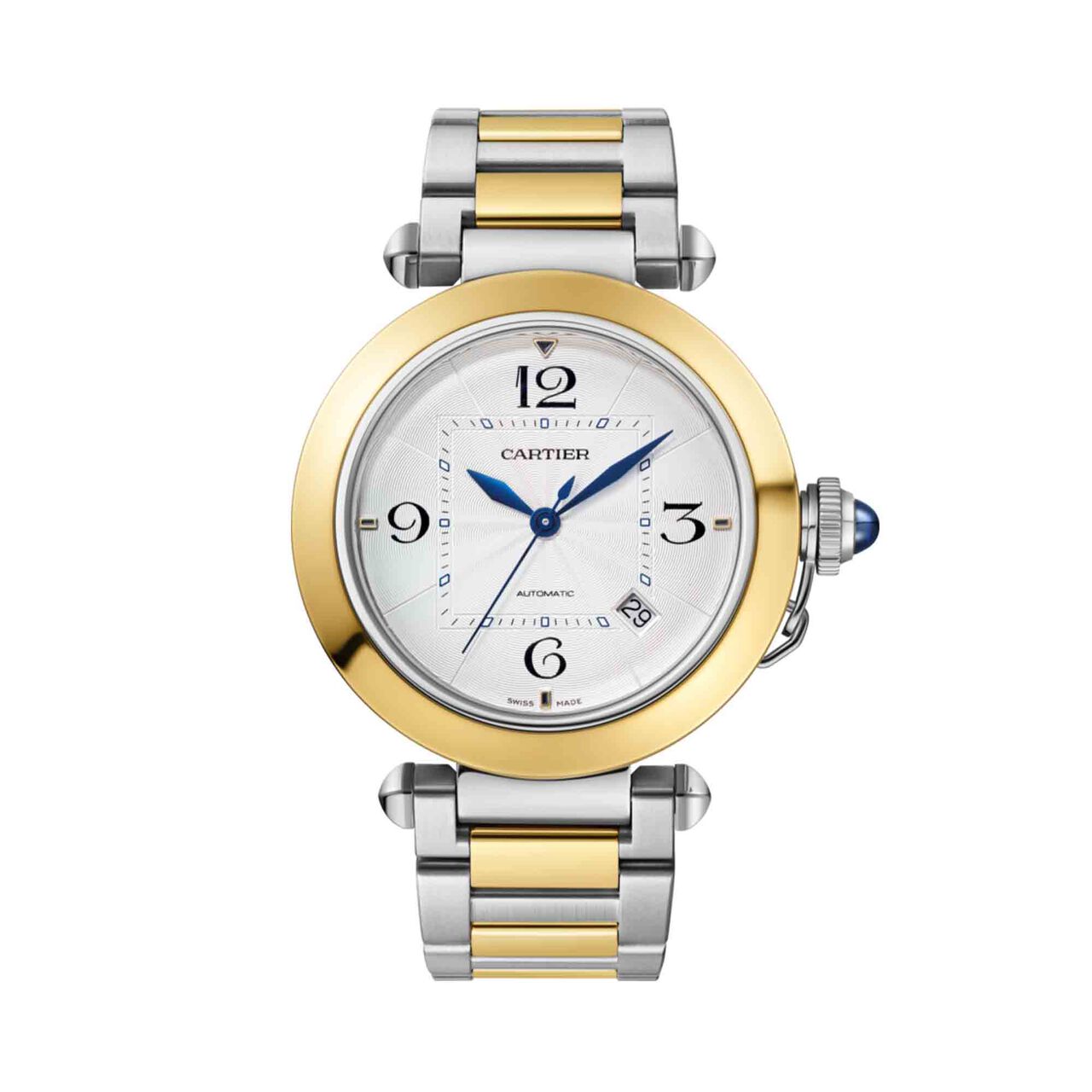 pasha cartier automatic 41 yellow gold steel w2pa0009 front steel image number 0