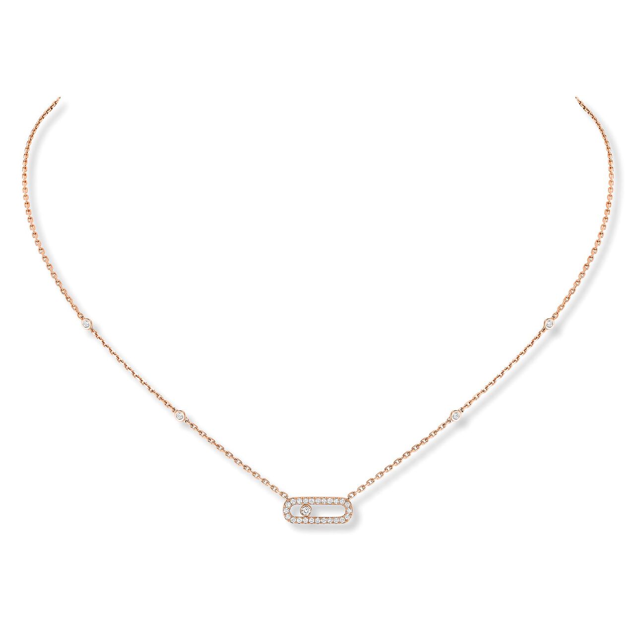 maison birks messika move uno rose gold diamond pave necklace 04708 pg image number 0