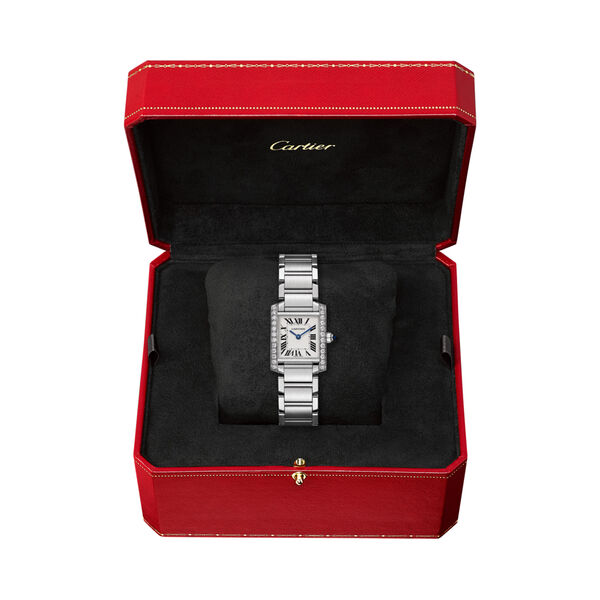 Tank Française 25 X 20 mm quartz en acier inoxydable et diamants petit modèle