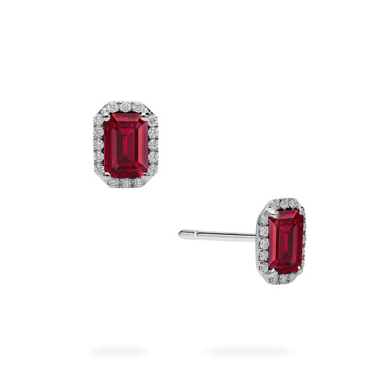 Birks Essentiels Boucles d'oreilles en or blanc avec rubis et diamants image number 0