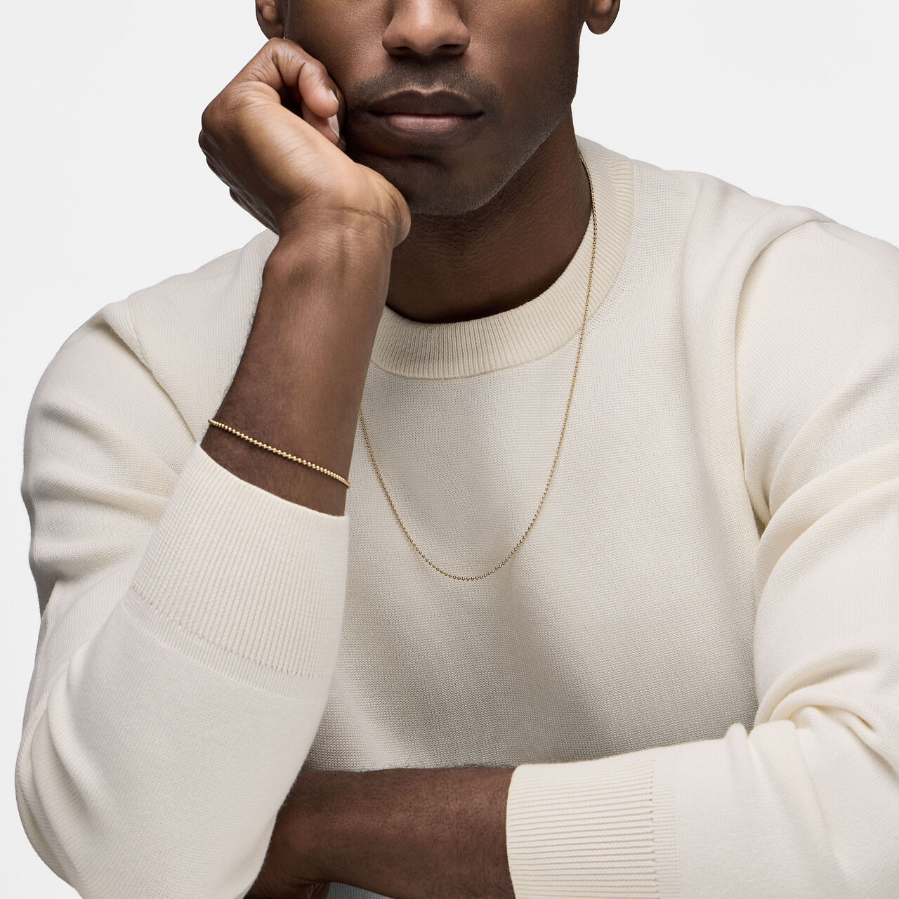 Birks Essentials Yellow Gold Beaded Chain Necklace image number 2