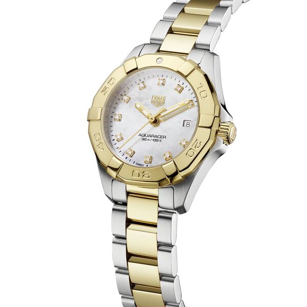 Aquaracer Quartz 27 mm Stainless Steel and Yellow Gold Plated with Diamond
