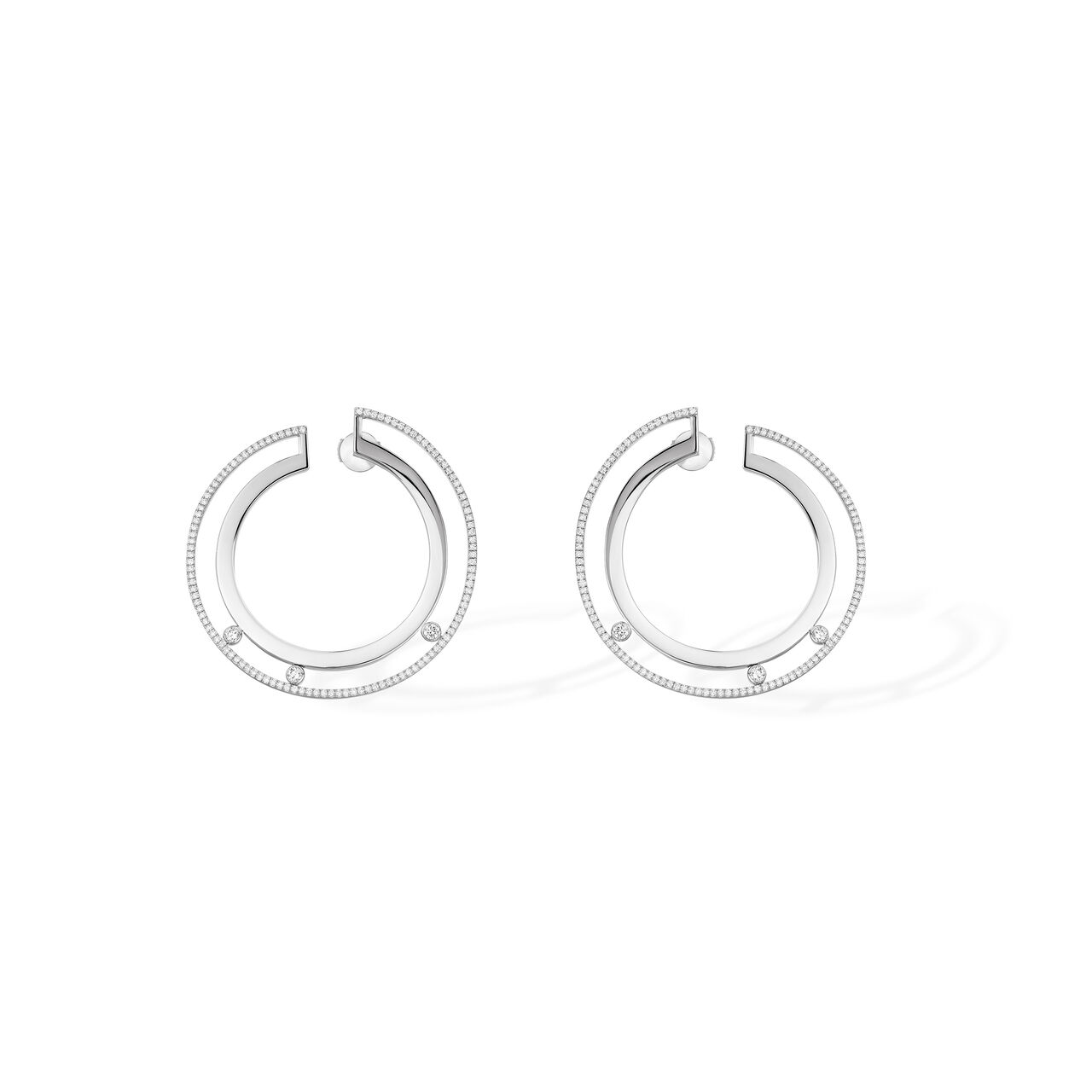Messika Joaillerie - Move Romane Small White Gold and Diamond Pavé Hoop Earrings 6689 WG image number 0