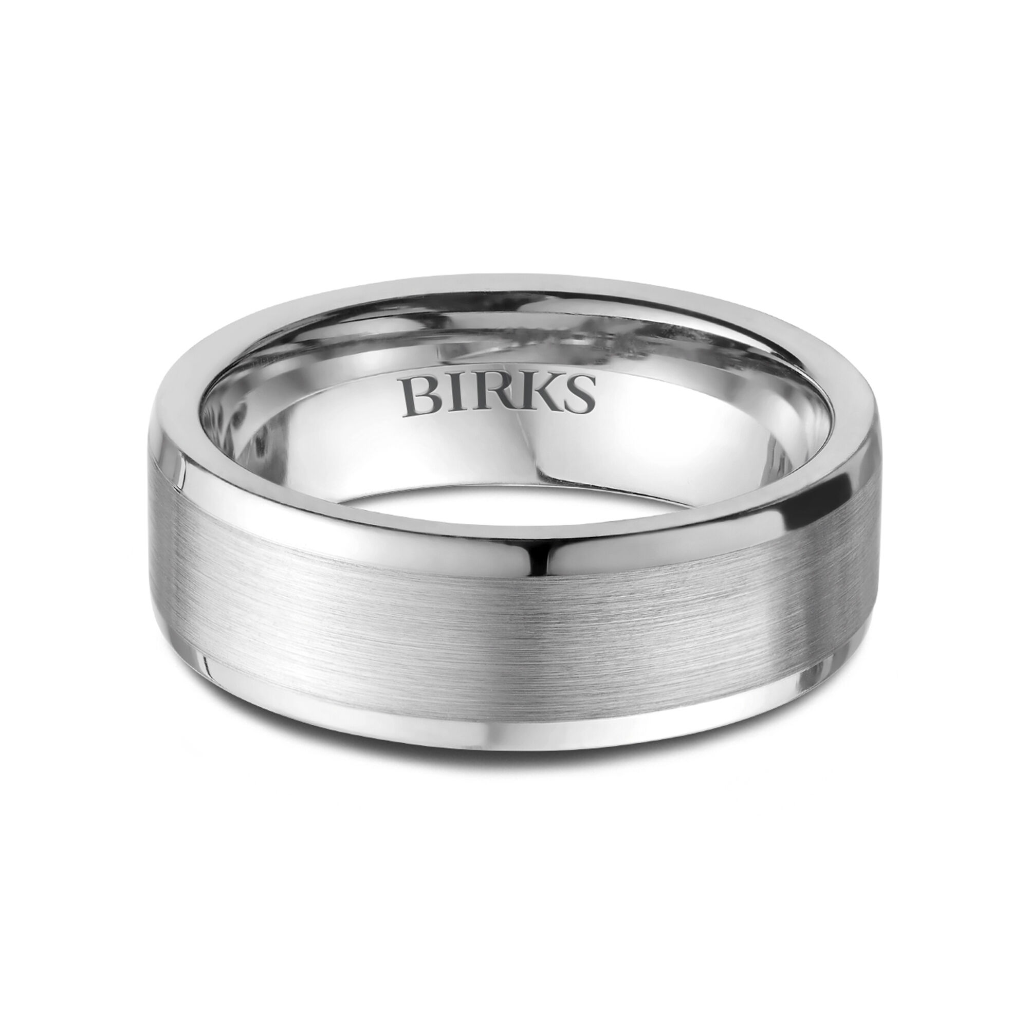 White Gold Wedding Band with Centre Satin Finish