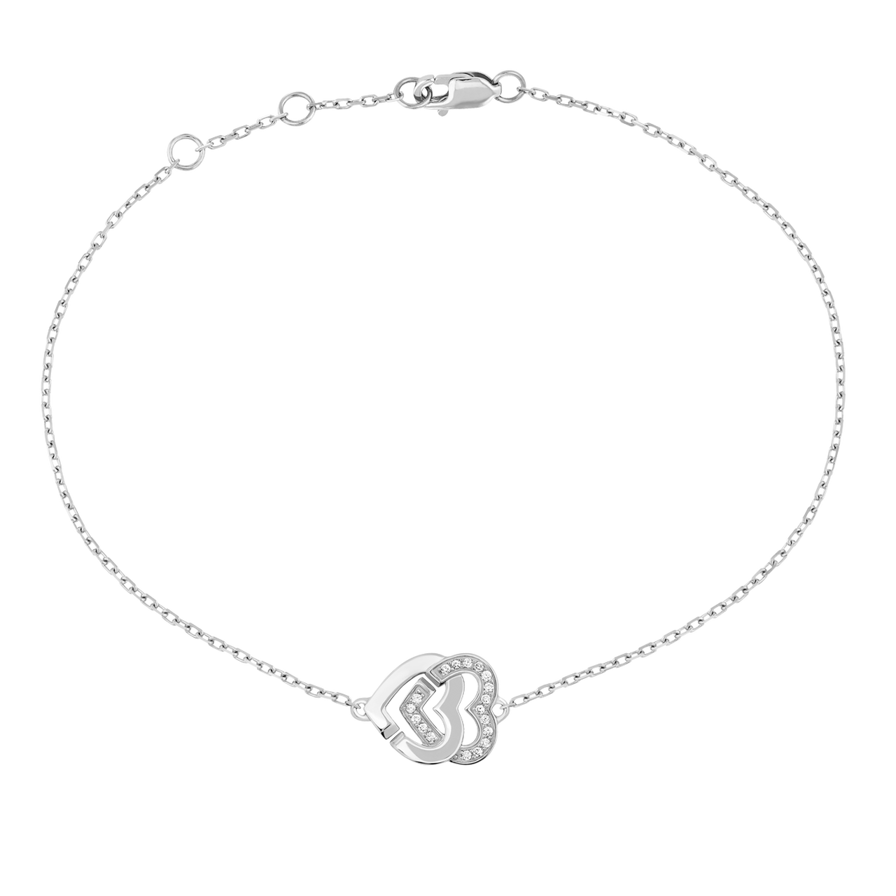 Dinh Van Double Coeurs R10 White Gold and Pavé Diamond Bracelet 345512 Front image number 0