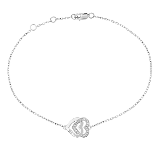 Dinh Van Double Coeurs R10 White Gold and Pavé Diamond Bracelet 345512 Front image number 0
