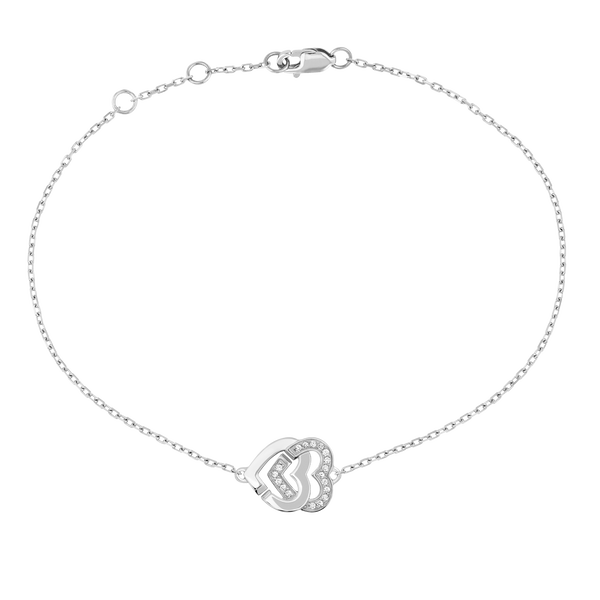 Double Coeurs R10 White Gold and Diamond Pavé Bracelet