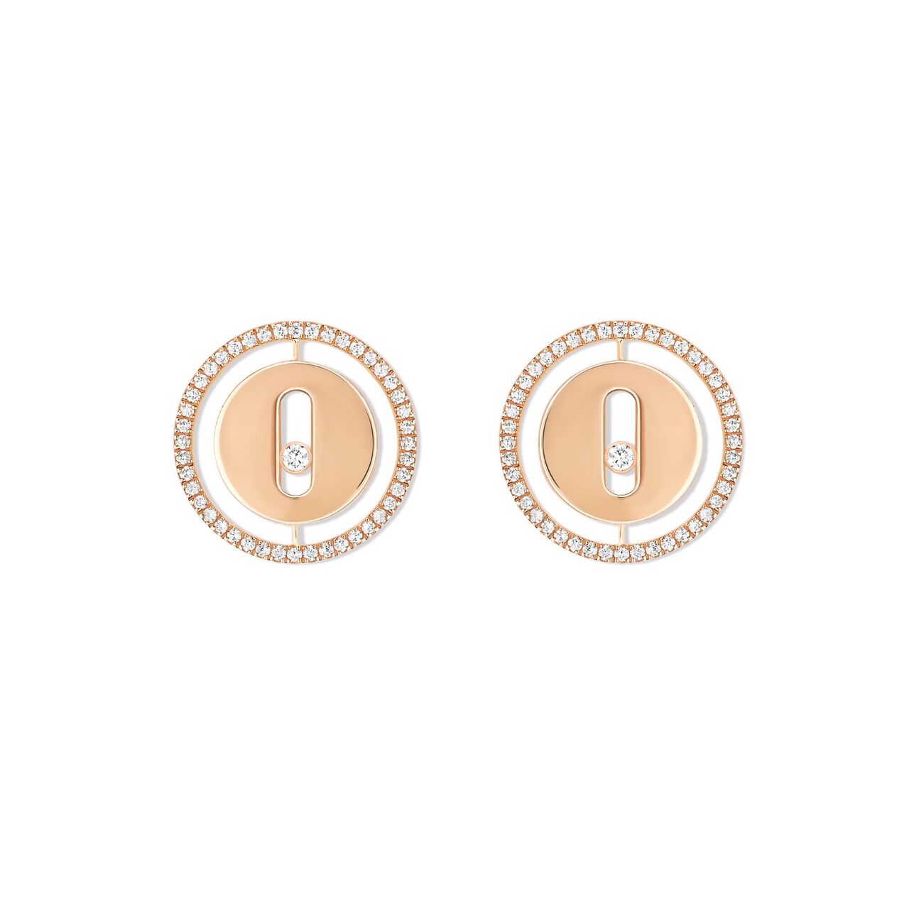 Boucles d'oreilles Lucky Move en or rose et pavé de diamants image number 0