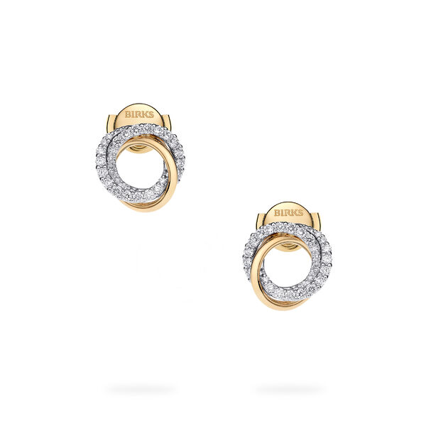 Diamond and Yellow Gold Circle Earrings, Small