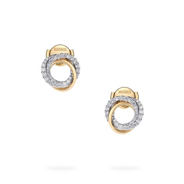 Boucles d'oreilles circulaires en or jaune et diamant, petites