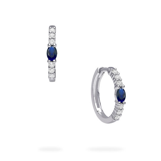 Birks Essentiels Boucles d'oreilles anneaux en or blanc avec saphirs et diamants image number 0
