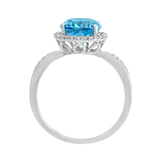White Gold Oval Cut swiss blue topaz and Diamond Ring