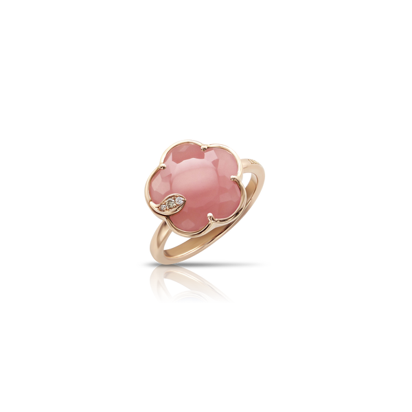 Bague Petit Joli en or rose avec alcédoine rose et diamants