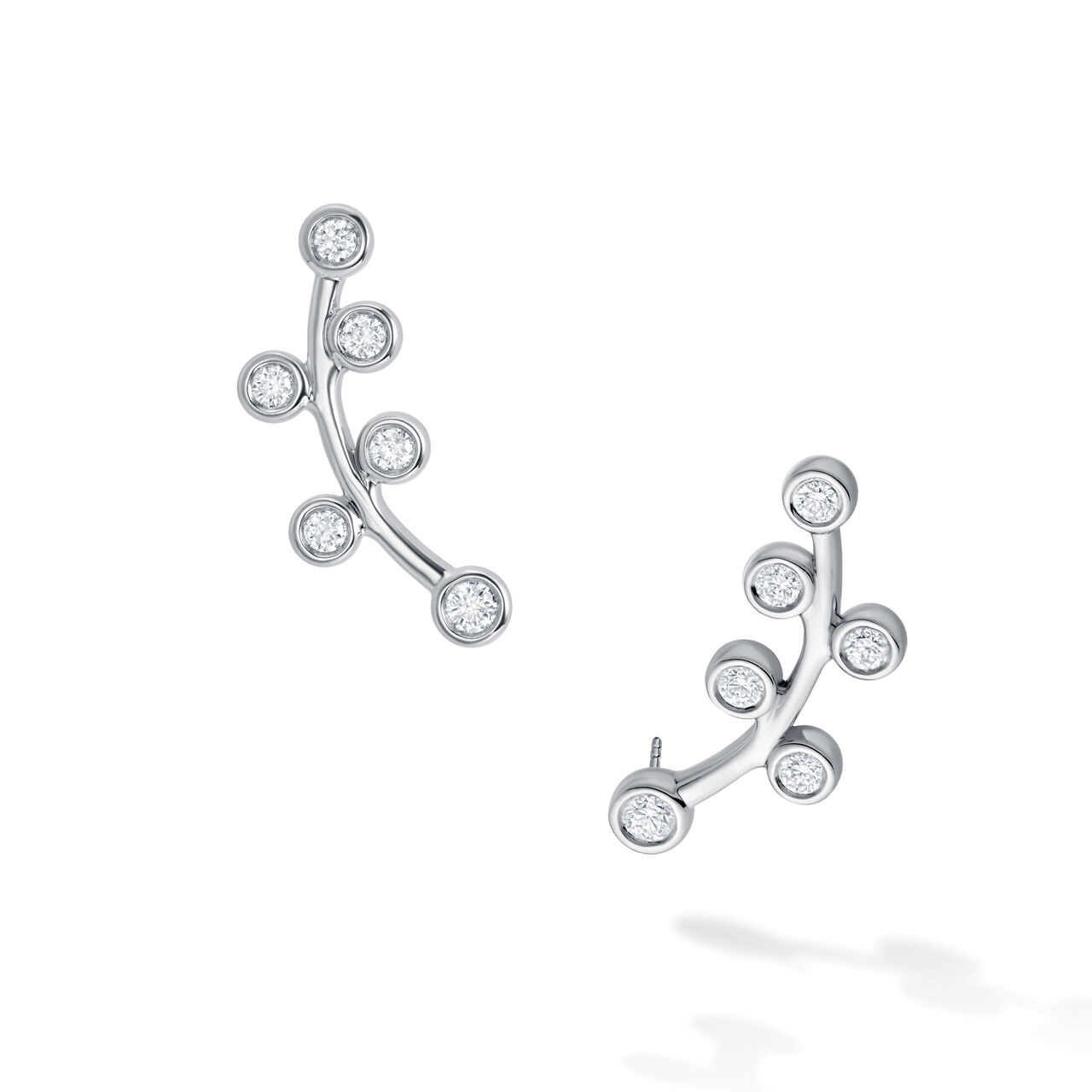 bijoux birks essentials white gold and diamond floral climber earrings image number 0