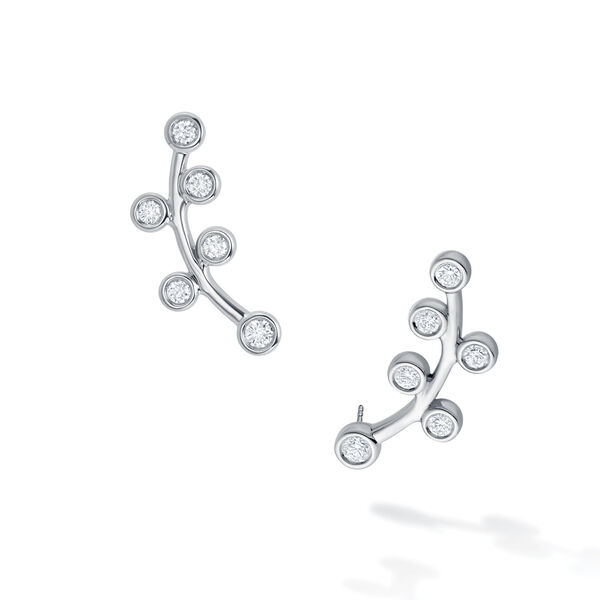 White Gold and Diamond Floral Climber Earrings