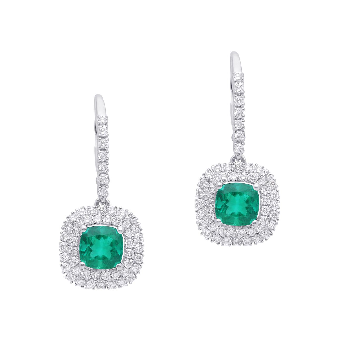 maison birks salon emerald double halo diamond earrings sg05251e front image number 0