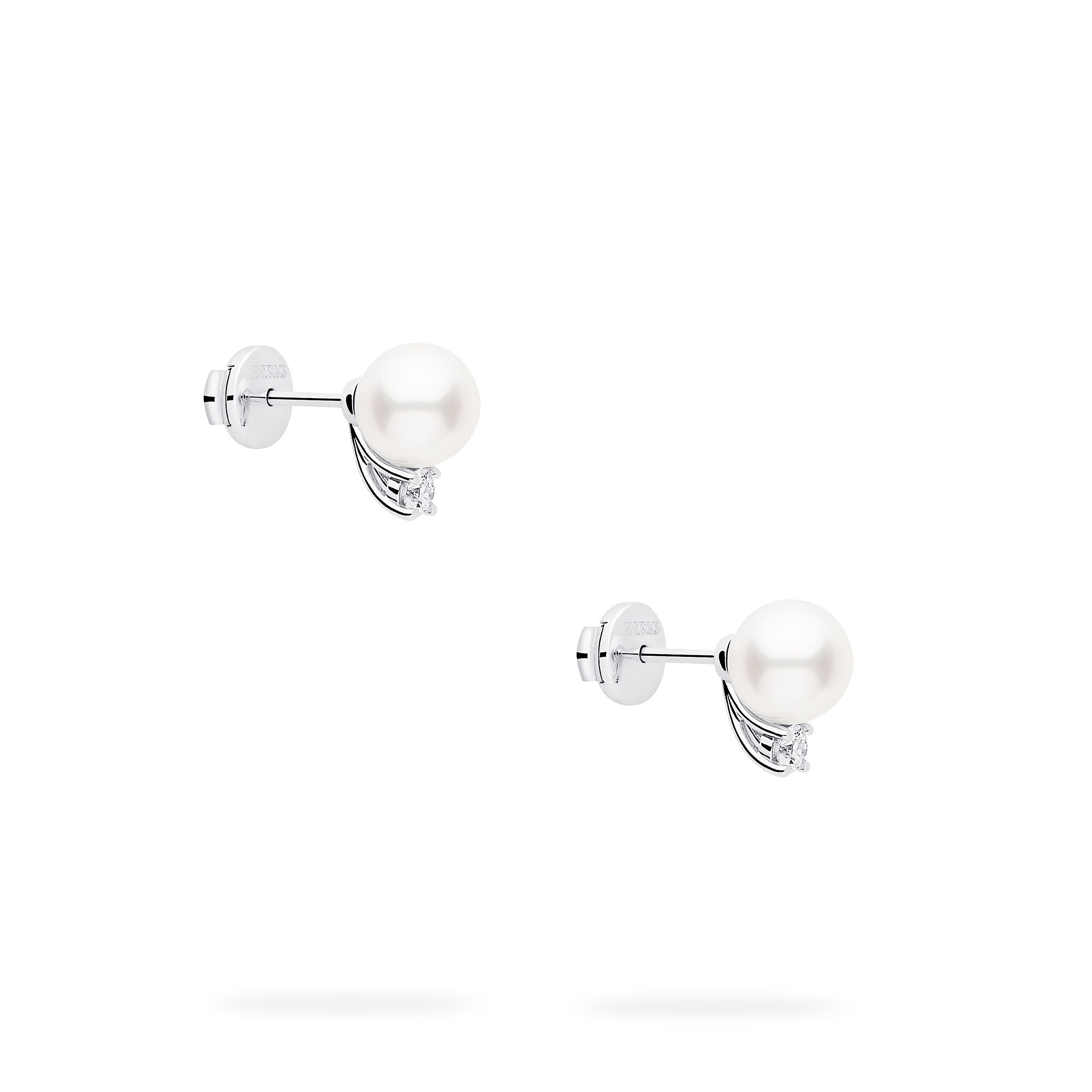 7-7.5 mm White Gold Akoya Diamond Earrings
