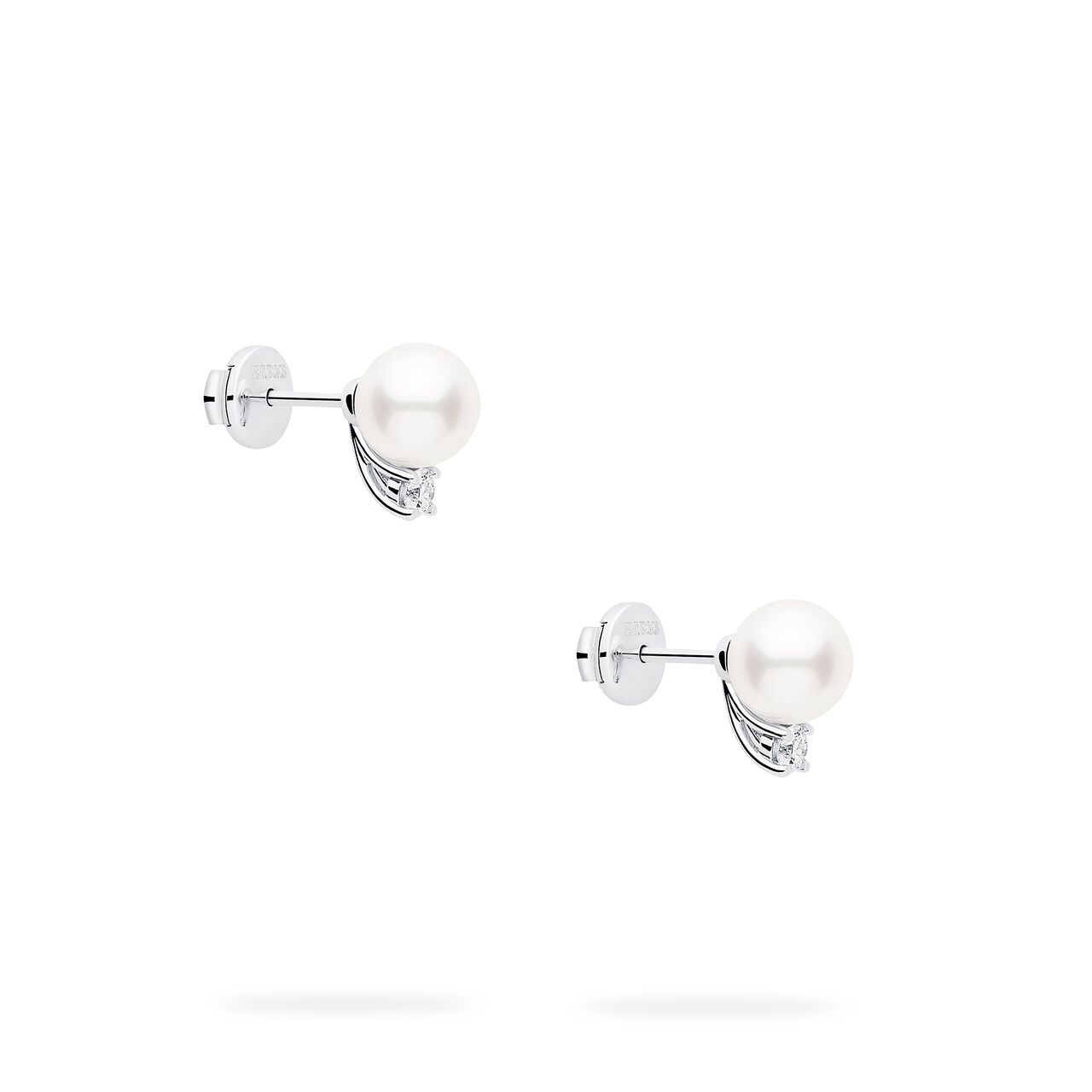 7-7.5 mm White Gold Akoya Diamond Earrings image number 2