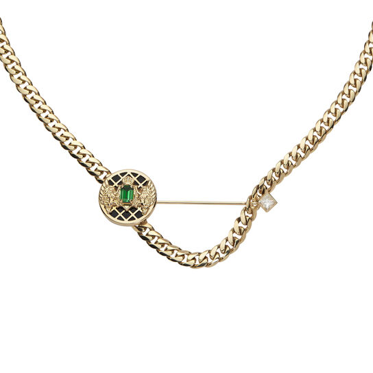Collier Emblem en or jaune tsavorite diamant et onyx image number 0