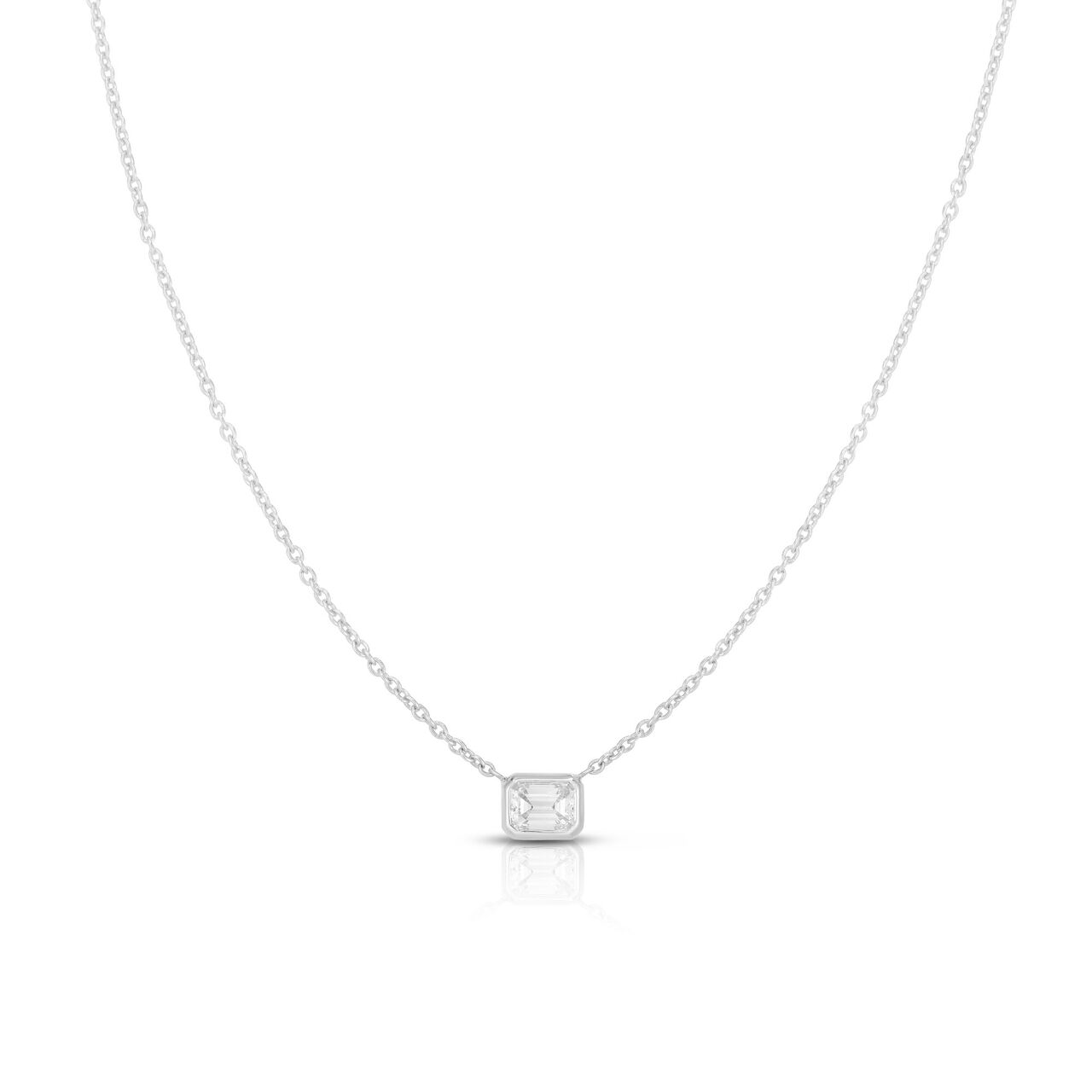 Diamonds By The Inch White Gold and Diamond Emerald Cut Pendant Necklace image number 0