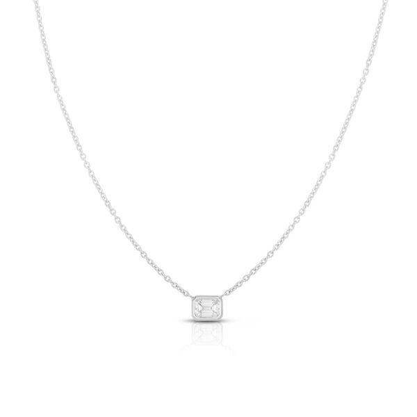 Diamonds By The Inch White Gold and Diamond Emerald Cut Pendant Necklace