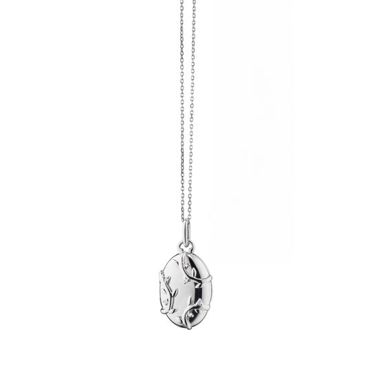 Monica Rich Kosann 43187 Classic Lockets Silver and White Sapphire Vine Pendant Front image number 0