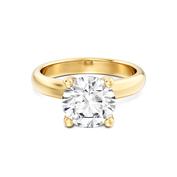 Yellow Gold Round Diamond Solitaire Engagement Ring with Sapphire Accent