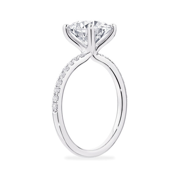 Platinum Round Solitaire Diamond Engagement Ring with Diamond Platinum Band