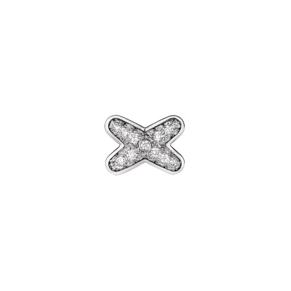 Boucle d'oreille clou individuelle Jeux De Liens en or blanc avec pavé de diamants
