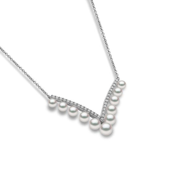 Collier Sleek en or blanc avec une perle et diamants