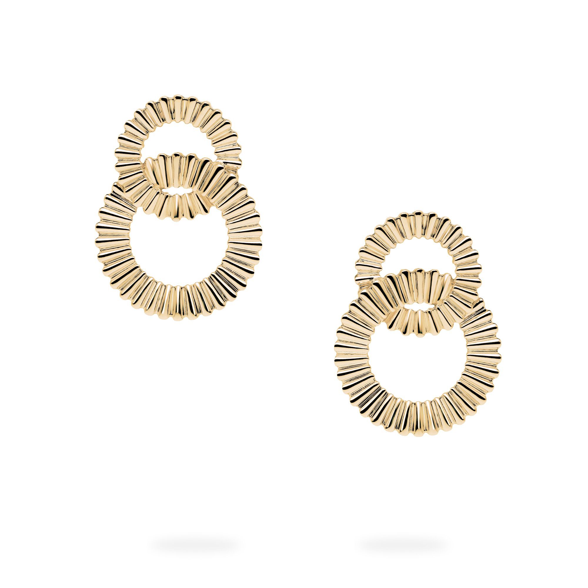 Yellow Gold Double Pleated Earrings