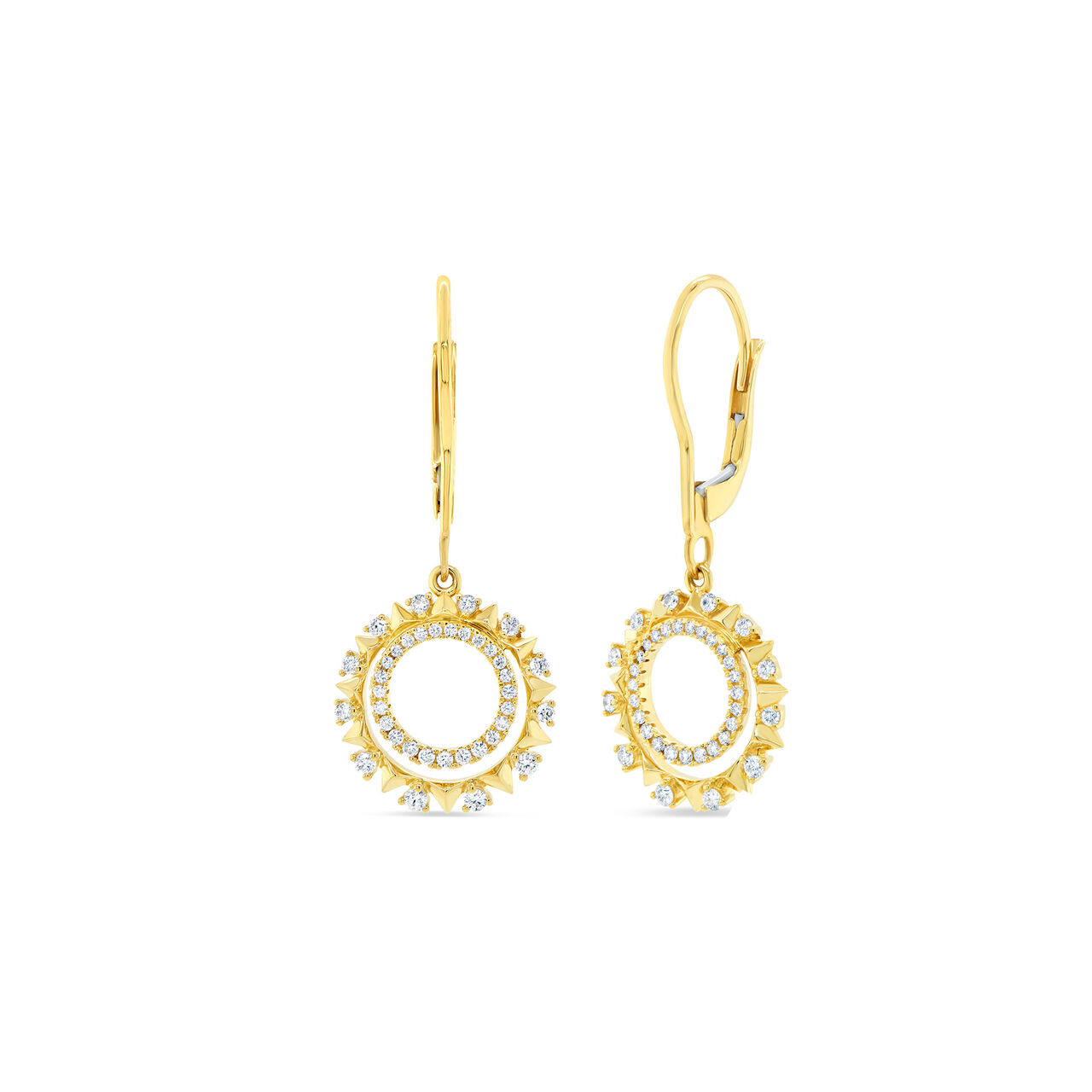 Uneek Yellow Gold and Diamond Drop Hoop Earrings ER0315Y image number 0