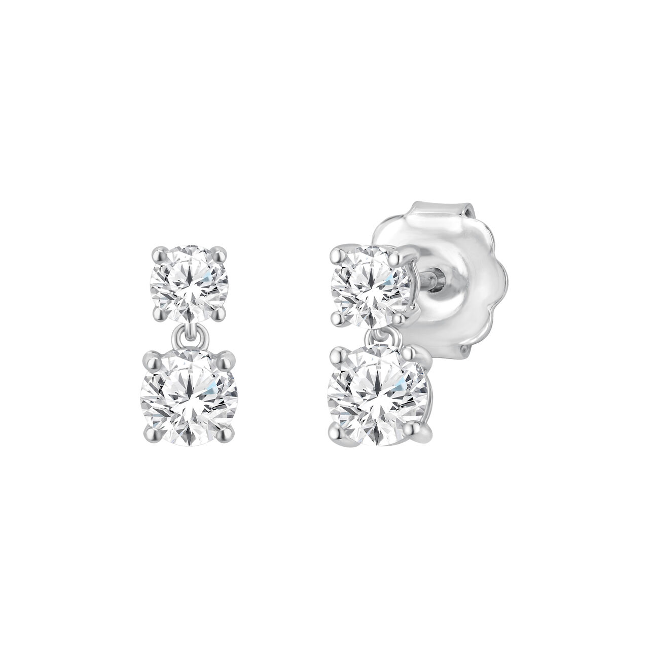 Boucles d&rsquo;oreilles en or blanc avec diamants image number 0
