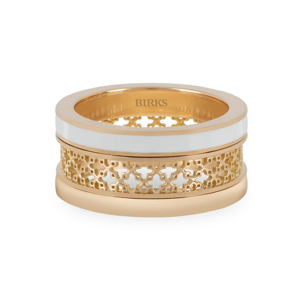 Bague en or et émail blanc