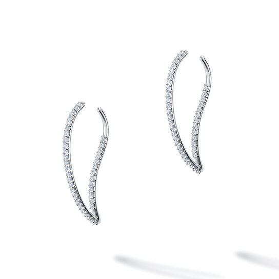 bijoux birks petale diamond and white gold hoop earrings image number 3