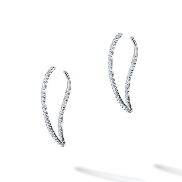 Boucles d’oreilles anneaux avec diamants en or blanc